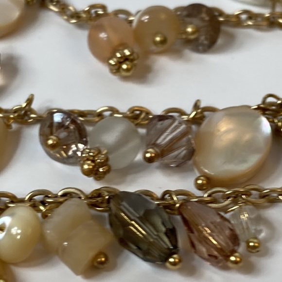 Talbots Multi Tier Beaded Gold Tone Necklace - Picture 11 of 14